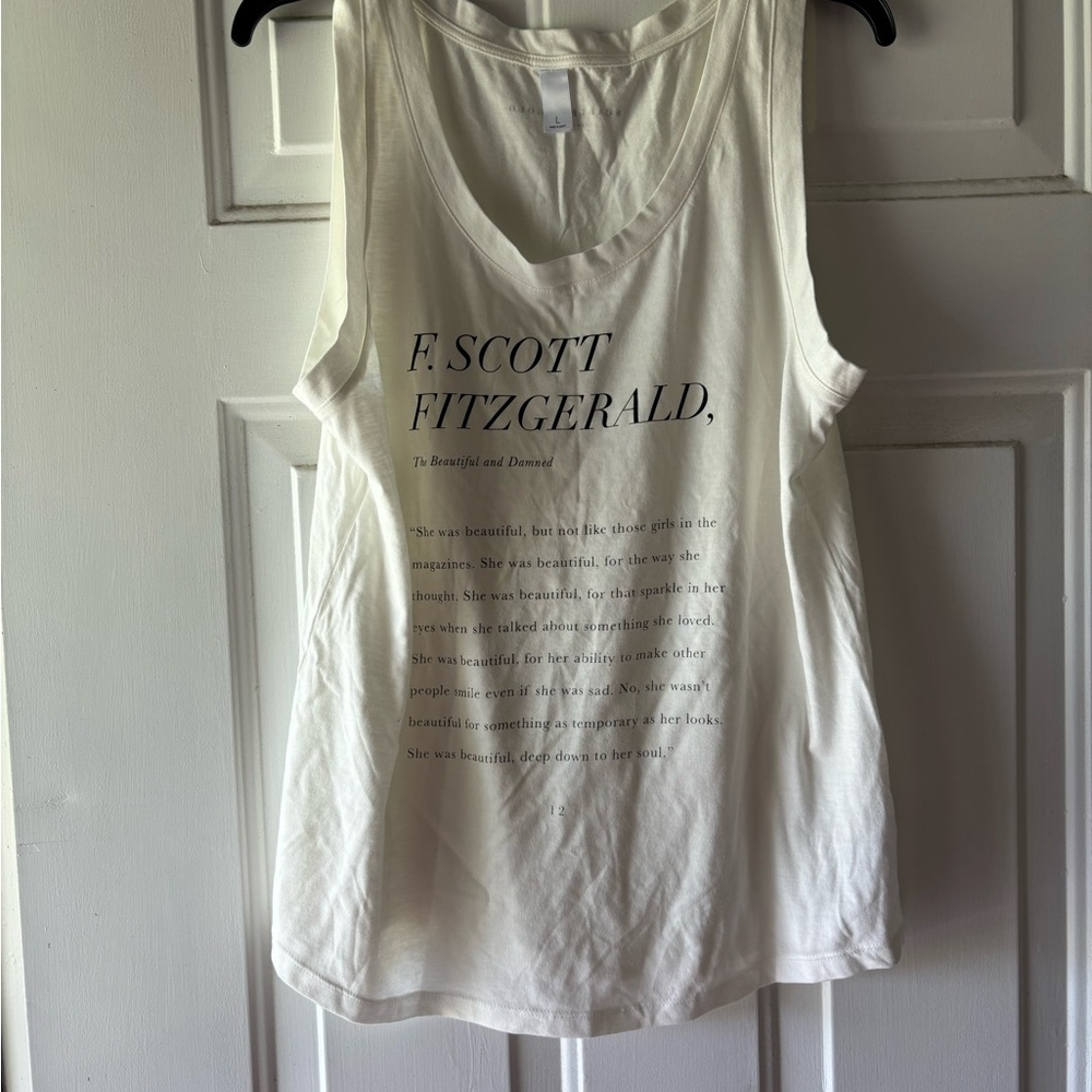 White Sleeveless Relaxed Tank Top with book quote